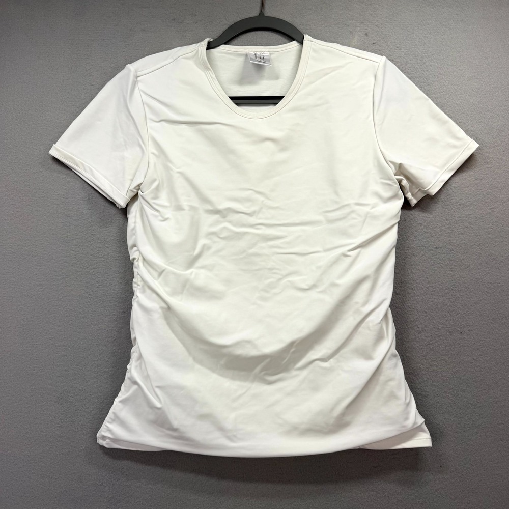 Underworks Concealer Compression T Shirt Womens Large White Stretch Short Sleeve